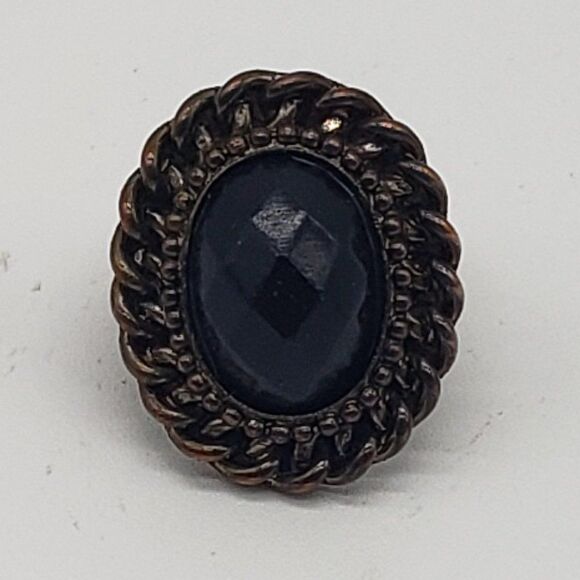 𝅺Claire's Chain Link Black Faux Gem Netted Choker & Vintage Faux Black Gem Ring - Picture 7 of 16